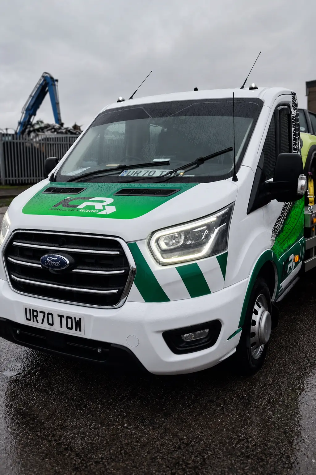 Close view of the branded ICR Ford recovery truck